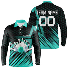 Load image into Gallery viewer, Turquoise Bowling Shirt For men Custom polo Bowling Jersey 3D Bowling Team Shirt For men NQS6224