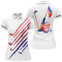 Load image into Gallery viewer, Red, White and blue Women golf polo shirts custom vintage golf wine clubs golf tops for ladies NQS6469