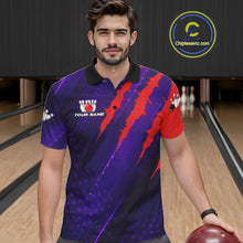 Load image into Gallery viewer, Personalized bowling shirts for men custom purple and red team bowling jerseys, gift for bowlers NQS11554