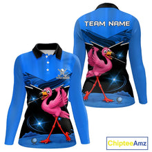 Load image into Gallery viewer, Funny Flamingo Blue Women Golf Polo Shirts Custom Flamingo Team ladies golf tops, funny golf gifts NQS11676