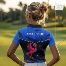 Load image into Gallery viewer, Funny Flamingo Blue Women Golf Polo Shirts Custom Flamingo Team ladies golf tops, funny golf gifts NQS11676