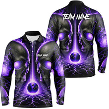 Load image into Gallery viewer, Purple Flame Custom Skull Bowling Shirts For Men, Skull Bowling Team Shirts NQS8373