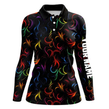 Load image into Gallery viewer, Colorful Rainbow Fire pattern Womens golf polos shirts custom golf attire for women NQS9300