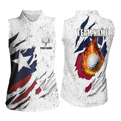 Personalized Texas Flag Grunge pattern Womens Sleeveless Polo Shirt Custom Texas Golf Team Jerseys NQS9469