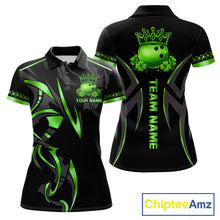 Load image into Gallery viewer, Black and Green clovers St Patrick's Day Bowling Shirts for Women Custom Bowling Team jerseys NQS11692