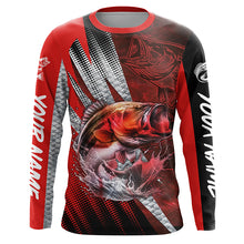 Load image into Gallery viewer, Bass fishing Custom sun protection long sleeve fishing shirts, bass fishing jersey | Red NQS5366