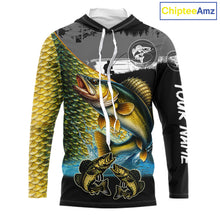 Load image into Gallery viewer, Walleye fishing scales customize performance long sleeves Fishing shirts, Walleye fishing jerseys NQS11561