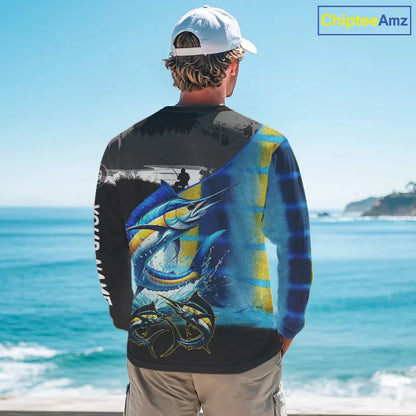 Marlin fishing scales customize performance long sleeves Fishing shirts, Marlin fishing jerseys NQS11563