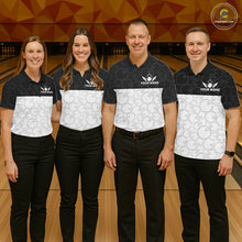 Load image into Gallery viewer, Black and White Bowling Camo Polo, 1/4 Zip Shirts for Women Custom Bowling Team League Bowlers Outfit NQS11701