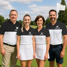 Load image into Gallery viewer, Black and White Golf Polo shirts For Women Custom golf attire for ladies, best golf gifts for women NQS11702