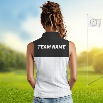 Black and White Sleeveless Golf Polo shirt Custom golf attire for ladies, best golf gifts for women NQS11702