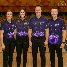Load image into Gallery viewer, Personalized Black &amp; Purple bowling jersey Butterfly skull Bowling Team Shirts, bowling gifts for men NQS11367