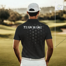 Load image into Gallery viewer, Custom Black American Flag Golf Team Shirts For Men, Personalized patriotic Mens Golf top NQS11707