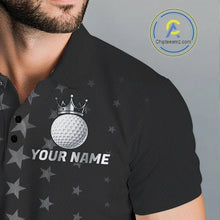 Load image into Gallery viewer, Custom Black American Flag Golf Team Shirts For Men, Personalized patriotic Mens Golf top NQS11707