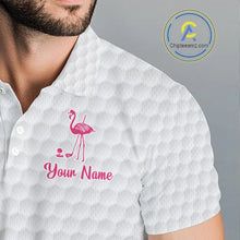 Load image into Gallery viewer, Funny Pink Flamingo Golf polo shirt for men custom tropical monstera leaf pattern golf shirts NQS11713