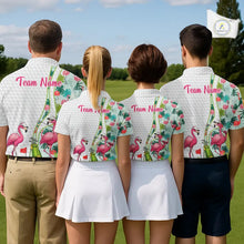 Load image into Gallery viewer, Funny Pink Flamingo Golf polo shirt for men custom tropical monstera leaf pattern golf shirts NQS11713