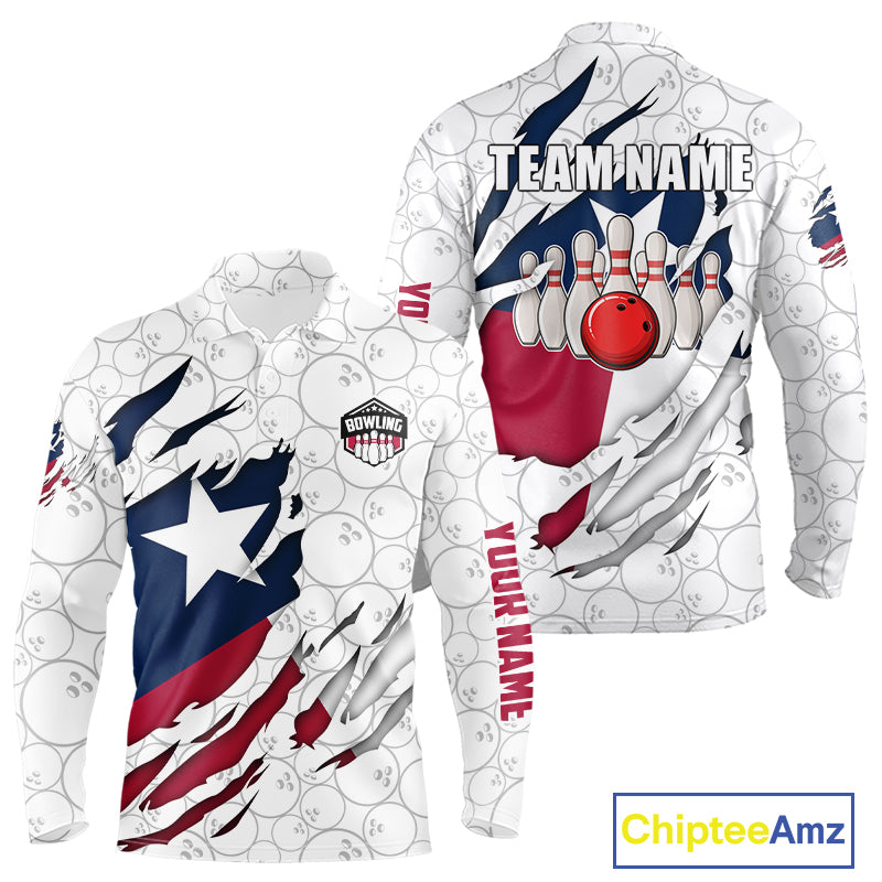 Personalized Texas Flag Camo Bowling Shirts For Men Custom patriotic Texas Bowling Team Jerseys NQS11173