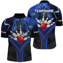 Load image into Gallery viewer, Blue Lightning Thunder Custom Bowling Team Shirts Men Bowling League Jerseys Bowler Outfit NQS8416