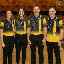 Load image into Gallery viewer, Personalized black &amp; yellow bowling shirt for women lightning thunder custom bowling gifts for ladies NQS11377