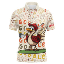 Load image into Gallery viewer, Funny Thanksgiving Turkey Mens golf polo shirts custom men's golf outfits, personalized golf gifts NQS8625