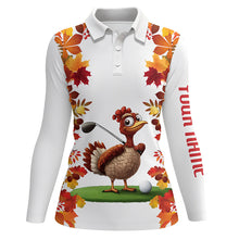 Load image into Gallery viewer, Funny Turkey Women golf polo shirts custom Thanksgiving women's golf outfits, unique golf gifts NQS8626