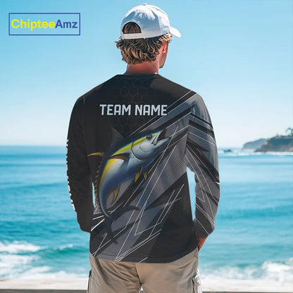 Personalized Black camo Tuna Fishing Jerseys, Tuna Tournament fishing team shirts NQS11382