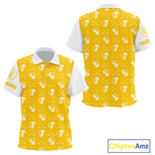 Load image into Gallery viewer, Yellow and white golf pattern Kid golf polo shirts custom golf beer outfit Kid golf clothes NQS9855