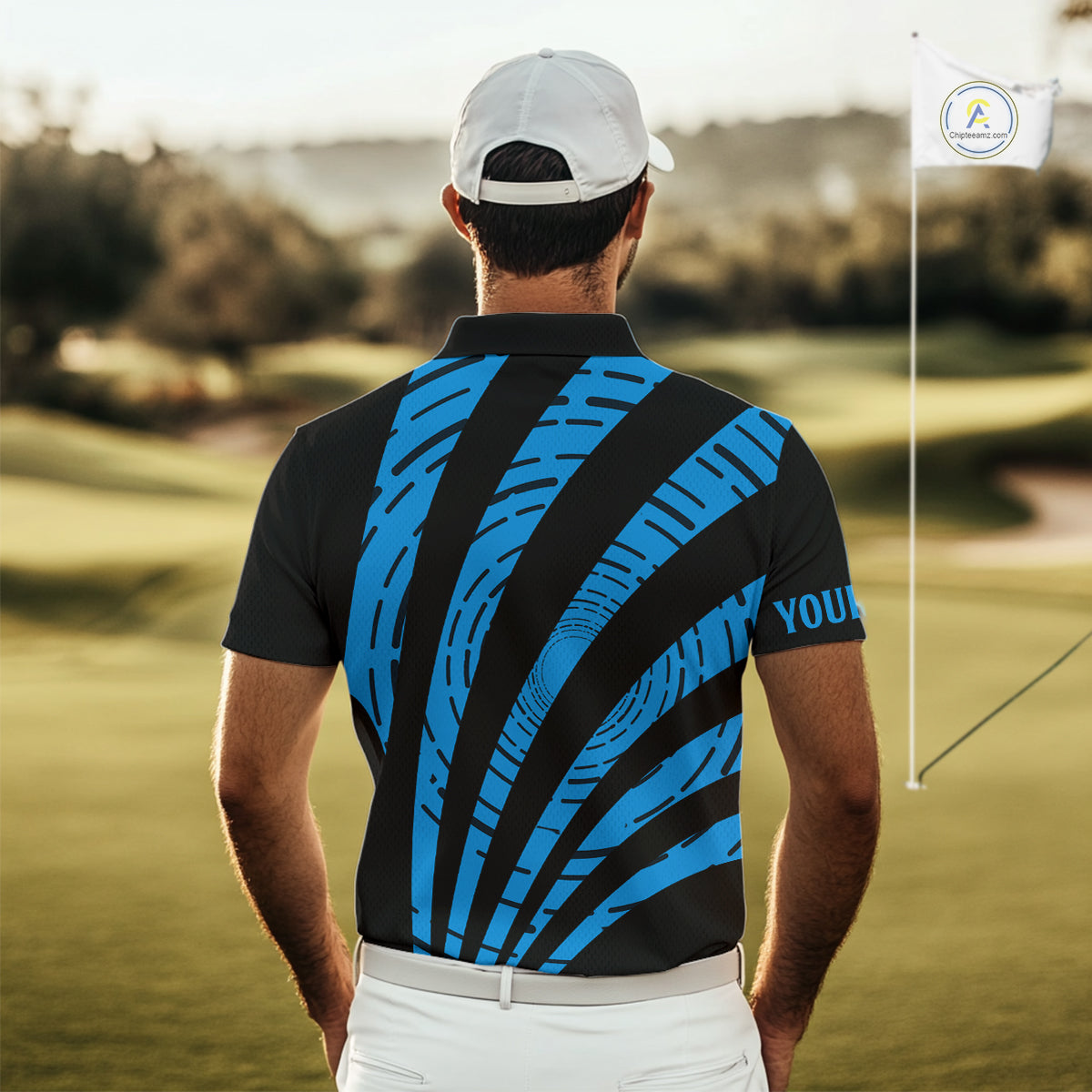 Custom Black and Blue camo Golf Polo Shirt For Men Custom men's golf tops, personalized golf gifts NQS10609