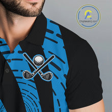 Load image into Gallery viewer, Custom Black and Blue camo Golf Polo Shirt For Men Custom men's golf tops, personalized golf gifts NQS10609