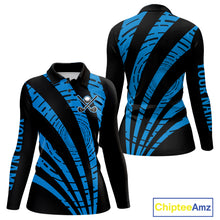 Load image into Gallery viewer, Custom Black and Blue camo Golf Polo Shirt For Women Custom ladies golf tops, personalized golf gifts NQS10609