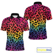 Load image into Gallery viewer, Custom Colorful rainbow pattern Mens golf polo shirt, Personalized animal print golf shirt outfit NQS10405