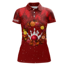 Load image into Gallery viewer, Red Christmas Wreath Women's Bowling Polo, Quarter-Zip Shirt Custom Christmas bowling tops for Team NQS8960