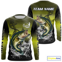 Load image into Gallery viewer, Personalized Largemouth Bass Fishing green scales fishing shirts Custom performance fishing apparel NQS11115
