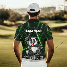 Load image into Gallery viewer, Black and Green Funny Panda Playing Golf Polo Shirt For Men Custom men's golf clothes funny golf gift NQS10740
