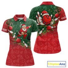 Load image into Gallery viewer, Christmas Santa Women Bowling Polo, Quarter Zip Shirt Custom Christmas Team Bowling outfit For Ladies NQS10342