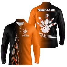 Load image into Gallery viewer, Gradient orange black bowling league jerseys custom bowling shirt for men, gifts for bowling team NQS7564