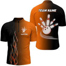 Load image into Gallery viewer, Gradient orange black bowling league jerseys custom bowling shirt for men, gifts for bowling team NQS7564