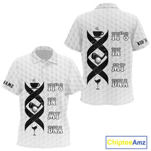 Load image into Gallery viewer, Black and White Kid golf polo shirt custom It's in my DNA coffee golf wine Kid golf outfit NQS10390