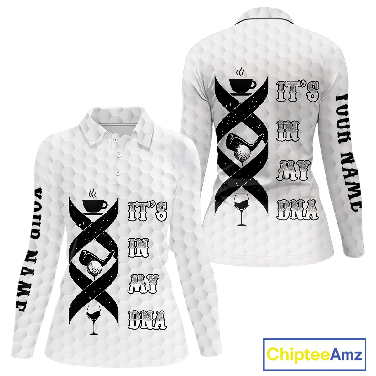 Black and White Women golf polo shirt custom It's in my DNA coffee golf wine ladies golf outfit NQS10390
