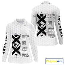 Load image into Gallery viewer, Black and White Women golf polo shirt custom It's in my DNA coffee golf wine ladies golf outfit NQS10390