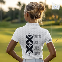 Load image into Gallery viewer, Black and White Women golf polo shirt custom It's in my DNA coffee golf wine ladies golf outfit NQS10390