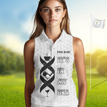 Load image into Gallery viewer, Black and White Women Sleeveless Polo Shirt custom It's in my DNA coffee golf wine ladies golf outfit NQS10390