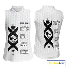 Load image into Gallery viewer, Black and White Women Sleeveless Polo Shirt custom It's in my DNA coffee golf wine ladies golf outfit NQS10390