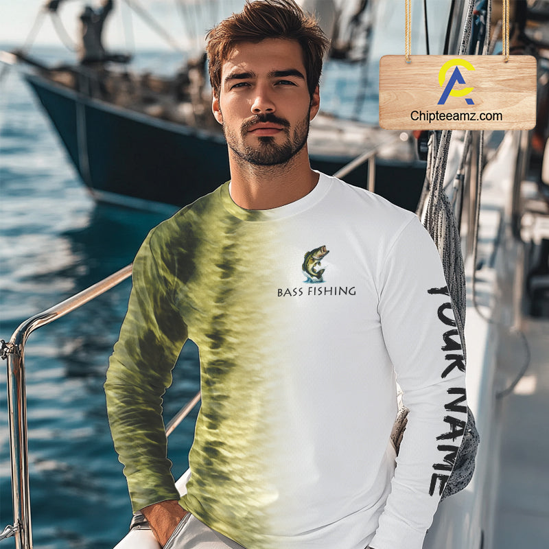Personalized Green Scales Performance Bass Fishing Shirts, custom Bass fishing tournament jerseys NQS10238