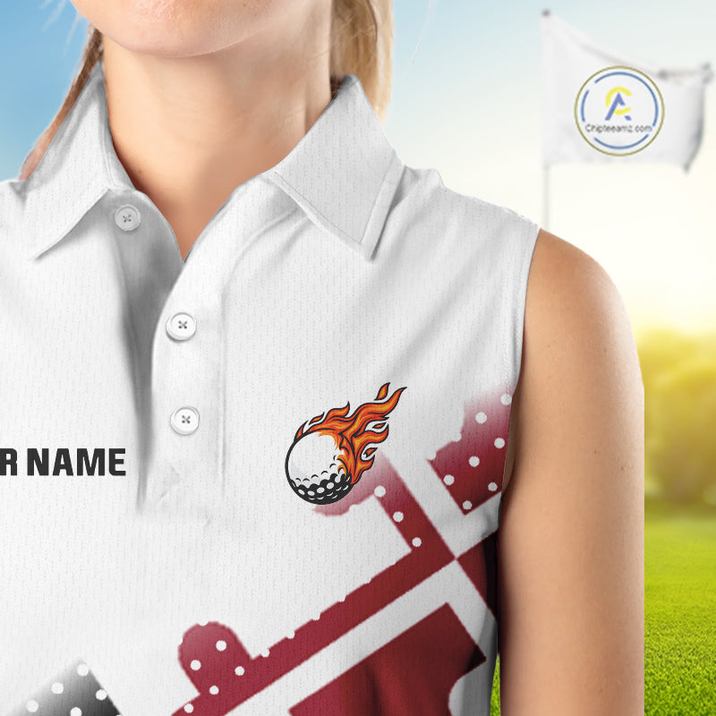 Maryland Flag Women Sleeveless golf polo shirt Custom patriotic golf outfit for ladies NQS10105