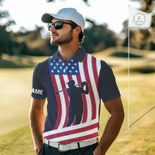 Load image into Gallery viewer, American Flag Mens golf polo shirt custom men's patriotic polo shirts, best golf shirts for men NQS10253