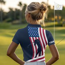 Load image into Gallery viewer, American Flag Women golf polo shirt custom women's patriotic polo shirts, best golf shirts for ladies NQS10253