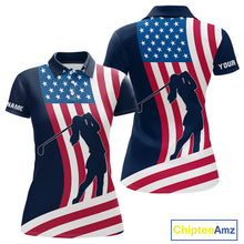 Load image into Gallery viewer, American Flag Women golf polo shirt custom women's patriotic polo shirts, best golf shirts for ladies NQS10253