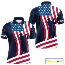 Load image into Gallery viewer, American Flag Mens golf polo shirt custom men's patriotic polo shirts, best golf shirts for men NQS10253