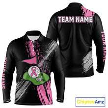 Load image into Gallery viewer, Black and pink ribbon Breast Cancer Awareness golf shirts custom Men golf polo shirts, best golf gift NQS10196
